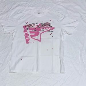 White and Pink Graphic T-Shirt